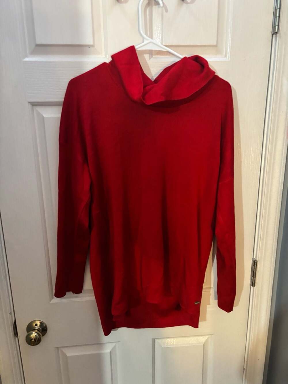 Calvin Klein Red Cowl Neck Pullover Sweater Hoodie Size Large